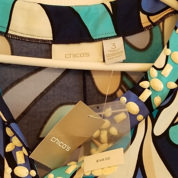 NWT Chico Beaded Swirl Dylan Dress Sz 3 - Picture 4 of 7